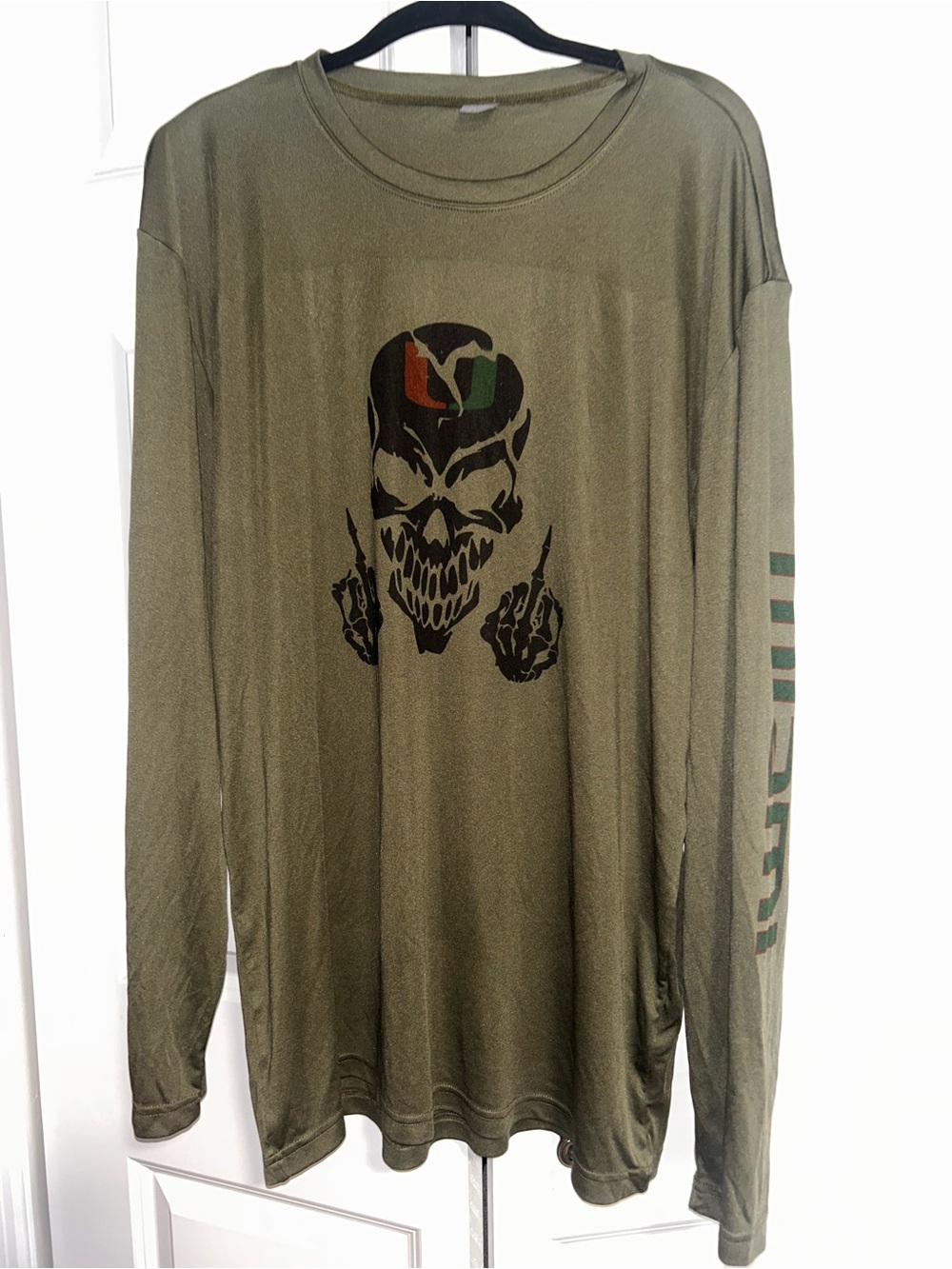 University of Miami Olive Green Long-Sleeve Graphic Shirt